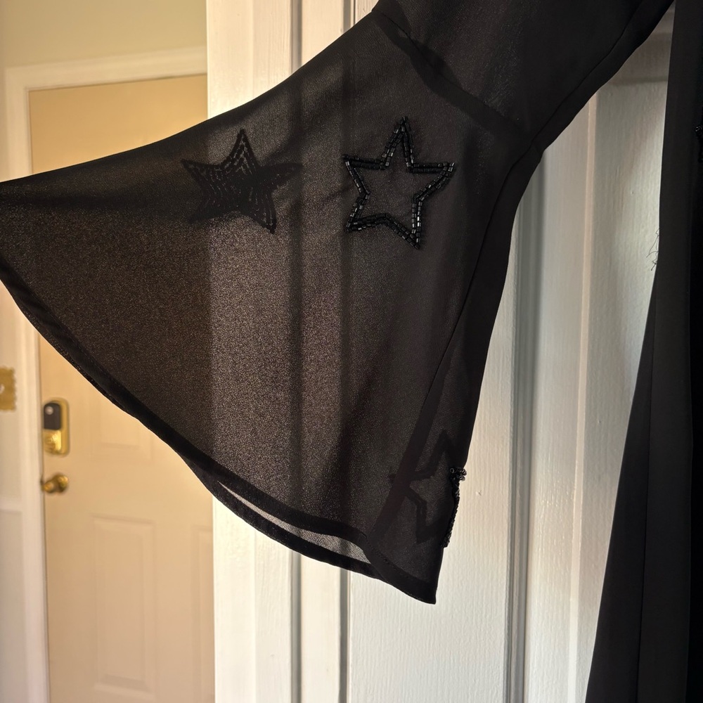 Chaser black beaded stars long sleeved dress back tie size medium - Picture 5 of 7
